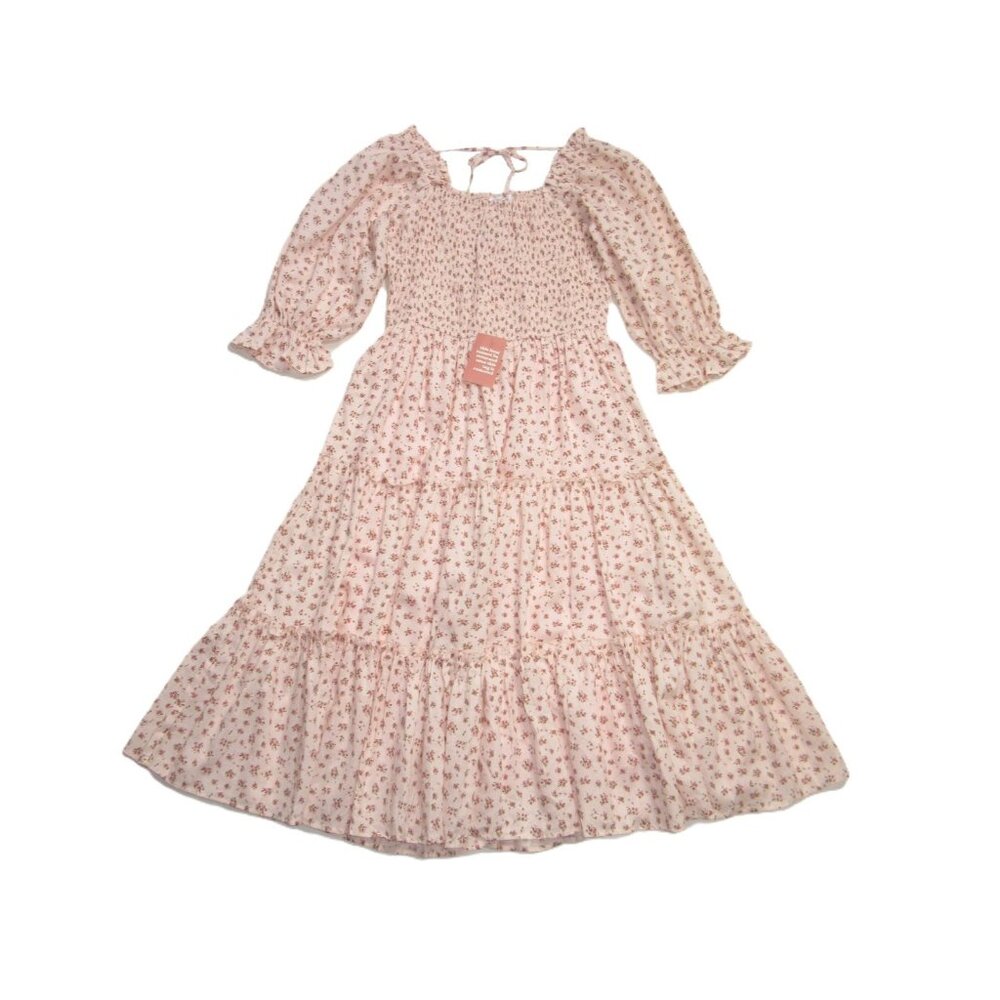 NWT Ivy City Co. Madeline Midi in Pink Floral Smocked Cotton Dress L - Picture 3 of 5